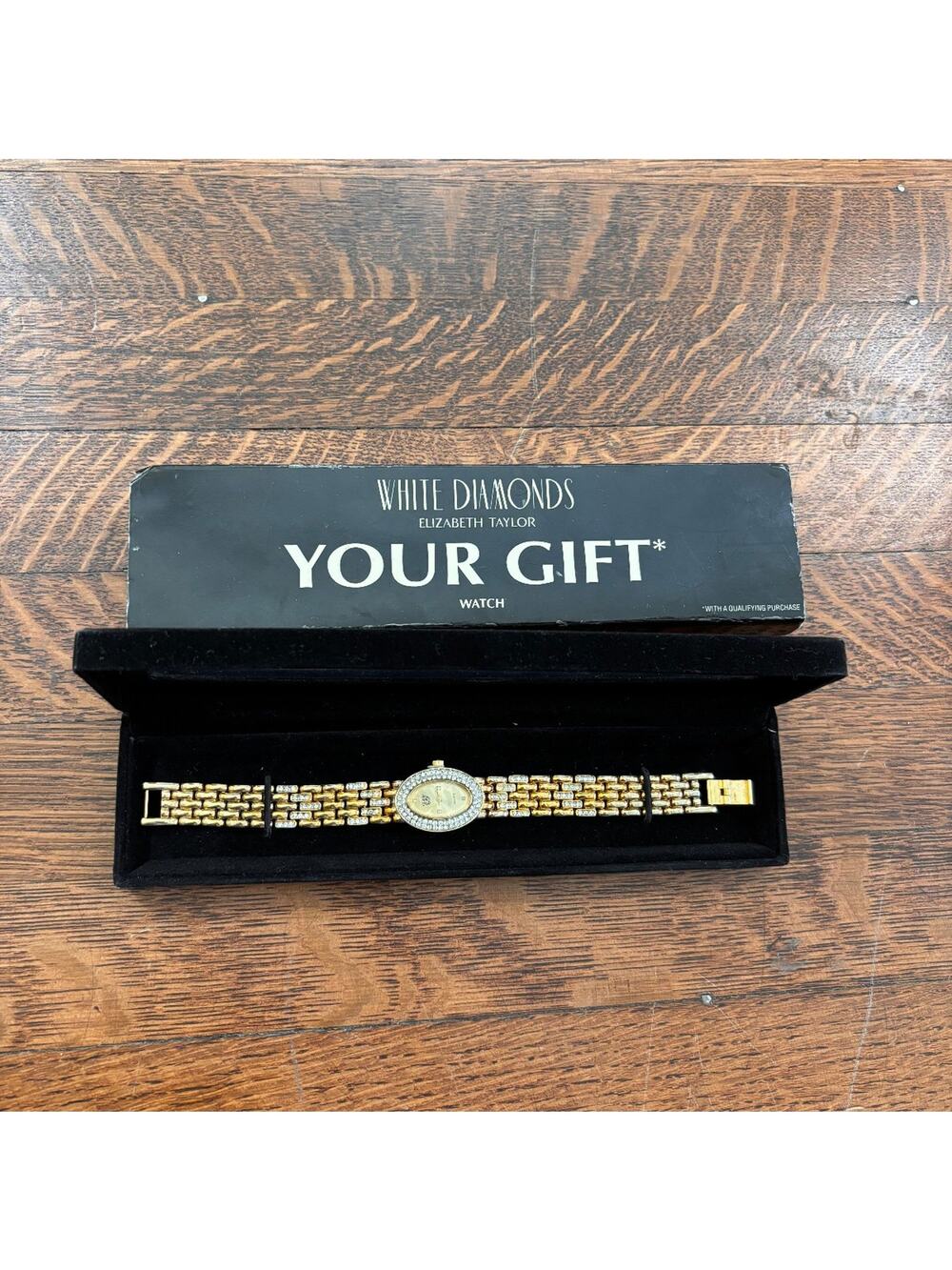 Vintage White Diamonds by Elizabeth Taylor YOUR GIFT Watch Gold Tone